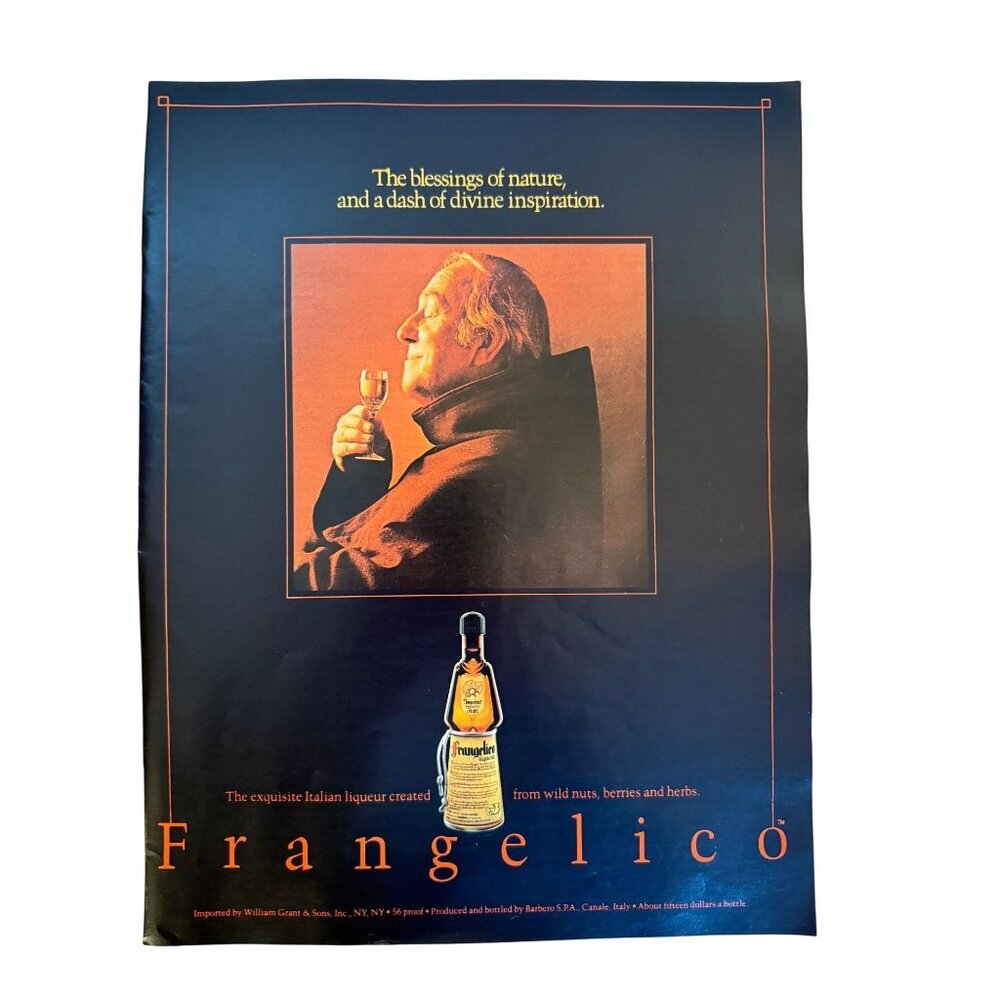 Vintage 1984 Frangelico Italian Liqueur Monk Advertisement Print Ad